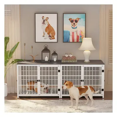 (White, Extra Large x x 81cm) Heavy Duty Dog Kennel Wooden Dog Crate Puppy Cage End Table