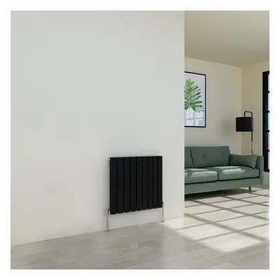 (600 x 614mm Double, Black) Flat Panel Designer Radiator