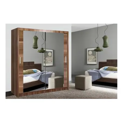 (Oak/Sonoma, 180cm) Milan Double Sliding Door Wardrobe With LED