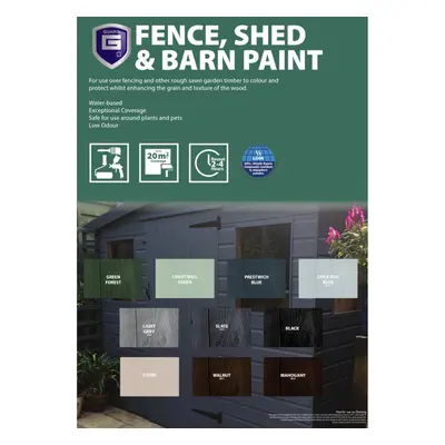 (Slate Grey, Litre) Fence & Shed Paint Water Based UV/Water Protection