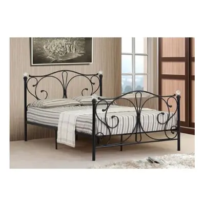 (4ft6 Double, Black) Isabelle Metal Bed Frame with Tanya Mattress