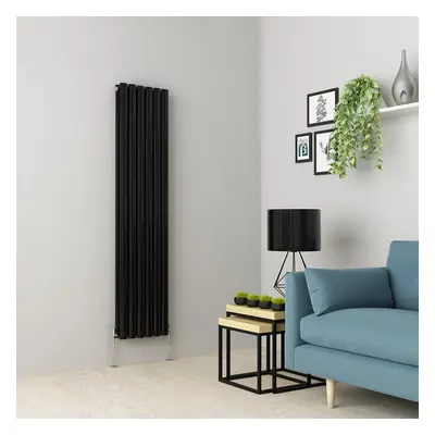 (1600 x 355mm Double, Black) Oval Tube Designer Radiator