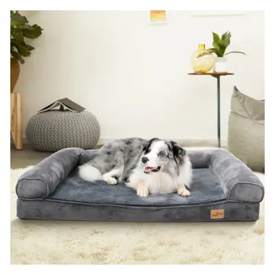 (XXL(120x90x10cm)) Bolster Orthopedic Dog Bed Sofa Washable Grey