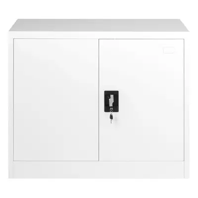 (White) Steel Office Storage Cupboard Door Lock Bookcase Filing Cabinet Shelving 900mm