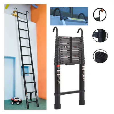 (5M/16.4FT) Telescopic Ladder with Hooks Max Capacity 150kgs Aluminum Portable Extension Ladder 