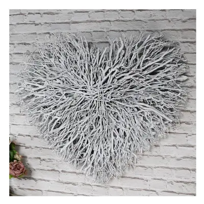 Large White Twig Heart Wall Art