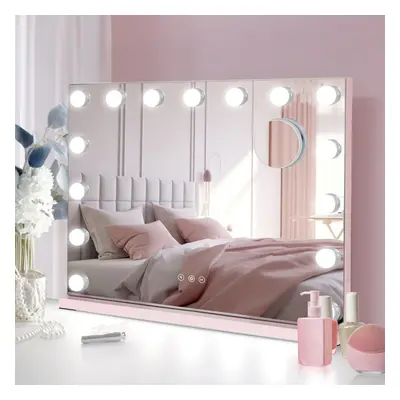 (15 LED Pink) Hollywood make-up mirror 15/18 Bulb Lighting w/USB