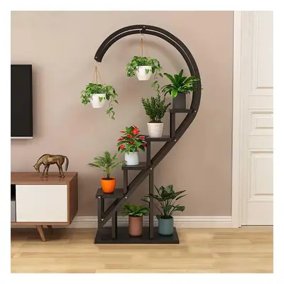 (Black) Heart Style Plant Pot Stand Flowerpot Shelf Sturdy Display Wedding Garden Decor