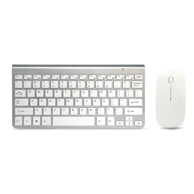 (SILVER English) Keyboard Ultra-thin Wireless Keyboard Mouse Combo 2.4g Wireless Mouse For Apple