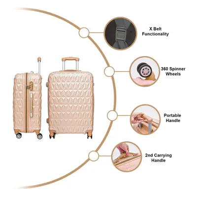 (LARGE 28'' ROSE GOLD) Hard Shell Suitcase Spinner Wheels ABS Trolley