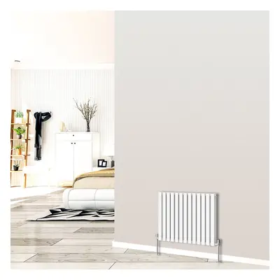 (Horizontal 600x767mm - Double) NRG White Designer Radiator Premium Oval Column Central Heating 