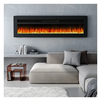 (Black 50inch) Living And Home LED Electric Wall Fireplace | Flame Colours with Freestanding Leg