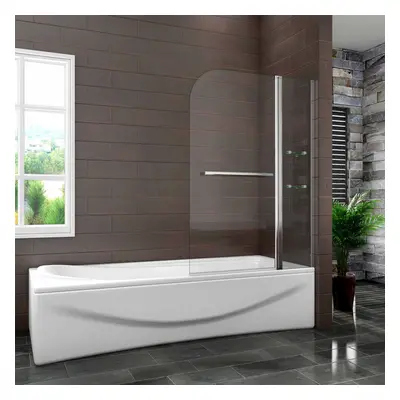 1200X1400mm Chrome 180?Pivot Bath Shower Screen With Glass