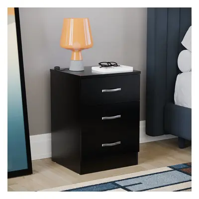 (Black) Riano Drawer Bedside Chest Bedside Table Storage