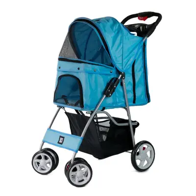 (Blue Pet Stroller) KCT Hooded Pet Strollers for Small to Medium Sized Pets