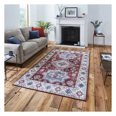 (120x170cm) Topaz G4705 Rugs in Red High Dense Soft Distressed Mats