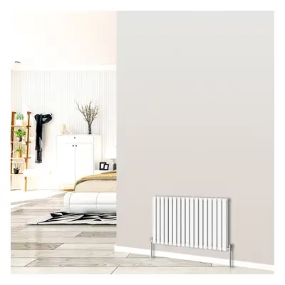 (Horizontal 600x1003mm - Double) NRG White Designer Radiator Premium Oval Column Central Heating