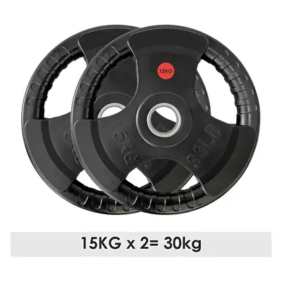 (15Kg x = 30Kg) Standard Inch Tri-Grip Rubber Weight Plates