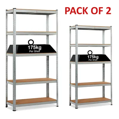 (2) 2x Tier Racking Shelf Heavy Duty Garage Shelving Storage Shelves Unit 180x90x40cm