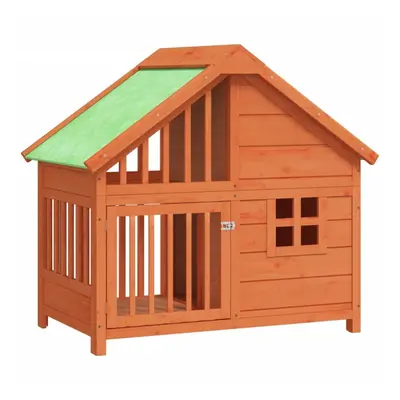 (brown) vidaXL Dog Kennel Wooden Pet House Animal Crate Dog Enclosure Solid Wood Pine