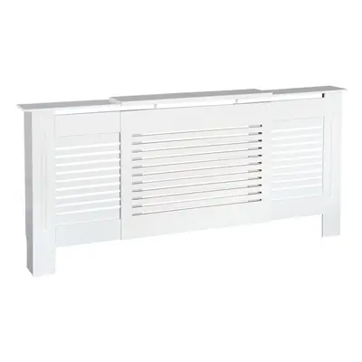 HOMCOM Extendable Radiator Cover Cabinet Slatted Design MDF White Home Office