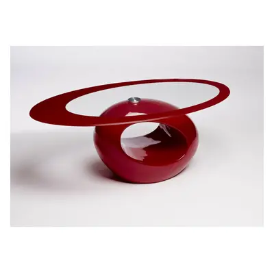 (Red - Red Rim) Designer Oval Coffee Table Modern Contemporary