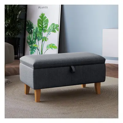 (Dark Grey) Footstool Storage Box Unit Bench Chair Ottoman Pouffe Seat Foot Rest Stool