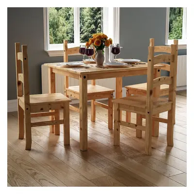 Corona Seater Dining Table Chairs Set Pine Wood