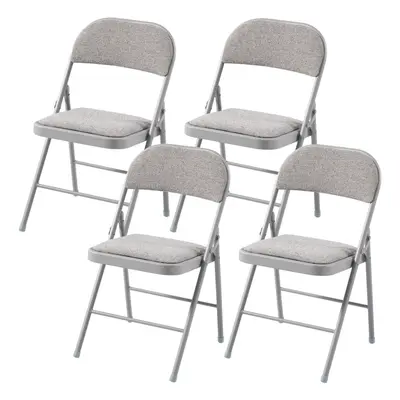 (4) Charles Jacobs Folding Chair Cushioned Fabric Office Reception Padded Grey Frame