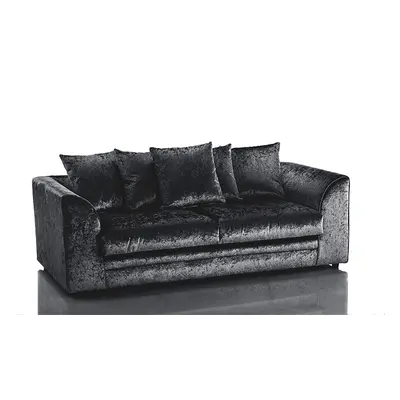 (Black, seater) Leo Crushed Velvet & Seater Sofa Set