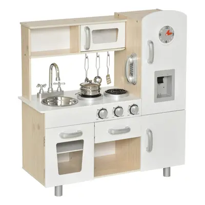 HOMCOM Luxury Kitchen Playset with Accessories Pretend Cooking Set White