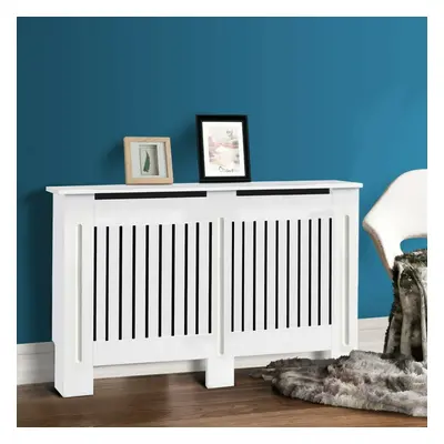 (Large) White Radiator Cover Vertical Modern Traditional MDF Wood Grill Cabinet Shelf