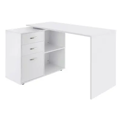 HOMCOM Computer Desk Table Workstation Shape File Cabinet White Home Office