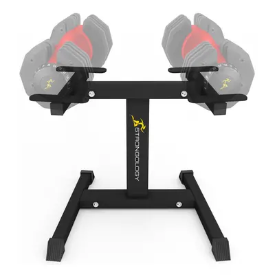 Strongology Durable Steel Adjustable Dumbbell Floor Stand, Space Saver Adjustable Weights Rack