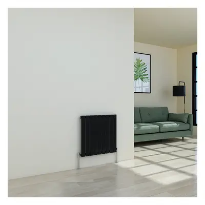 (600 x 614mm Single, Black) Flat Panel Designer Radiator