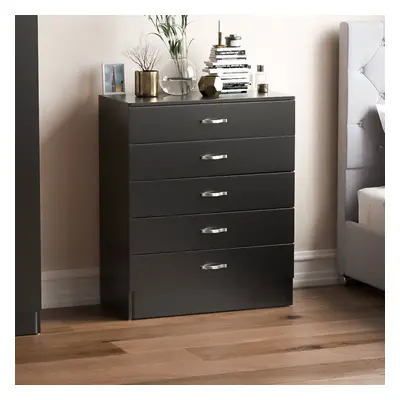 (Black) Riano Drawer Chest of Drawers Bedroom Storage Unit