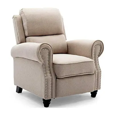 (Beige) Duxford Fabric Pushback Recliner Armchair Sofa Occasional Chair Cinema