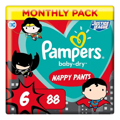 Pampers Baby Nappy Pants Size (15+ kg/33 Lb), Baby-Dry Superhero, Count, MONTHLY SAVINGS PACK, E