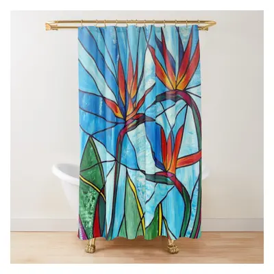 Shower Curtains Bird of Paradise Within the Window for Bathroom Decor 72x72 inches