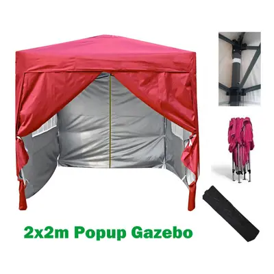 (Red) MCC Pop-up Gazebo 2m x 2m With Sides