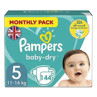 Pampers Baby Nappies Size (11-16 kg/24-35 Lb), Baby-Dry, Nappies, MONTHLY SAVINGS PACK, Up To 12