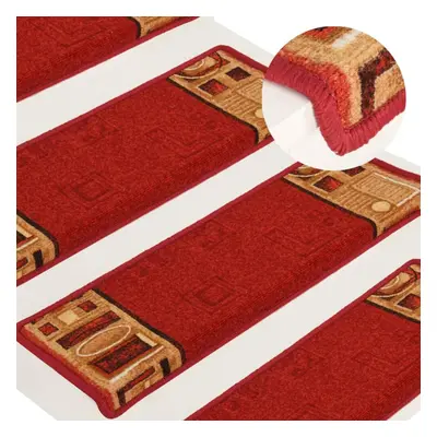 vidaXL 15x Self-adhesive Stair Mats Red Carpet Stair Tread Stair Rug Protector