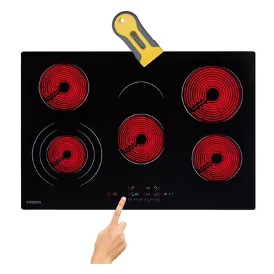 AREBOS glass ceramic hob | W | hobs | cm | self-sufficient | incl. three-ring zone and roasting 