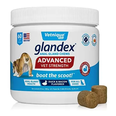 Glandex Advanced Strength Anal Gland Soft Chews with Mega Fiber for Dogs, Digestive Enzymes, Pro