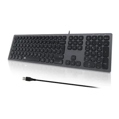 B.FRIENDIT Slim USB Wired Keyboard â UK Layout Soft Touch and Quiet Key, Compatible with Apple