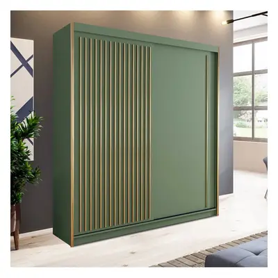 (203cm) Indiana Green Sliding Double Door Wardrobe