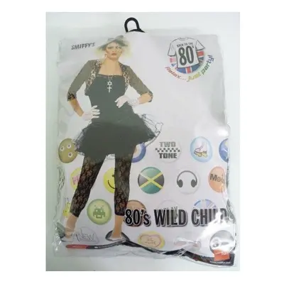 Large Black 80's Ladies Wild Child Costume - costume 80s wild child fancy dress ladies womens 19