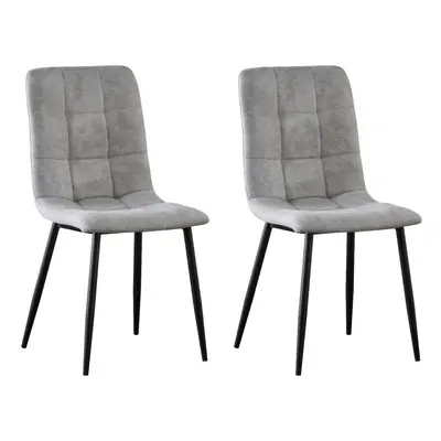 (Silver, 2) MCC Faux Matte Suede Leather Dining Chairs