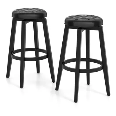 Set of Swivel Bar Stool 76cm Upholstered Kitchen Stools W/ Footrest