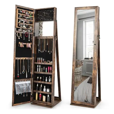 Jewelry Cabinet Armoire Lockable Standing w/ Full Length Mirror